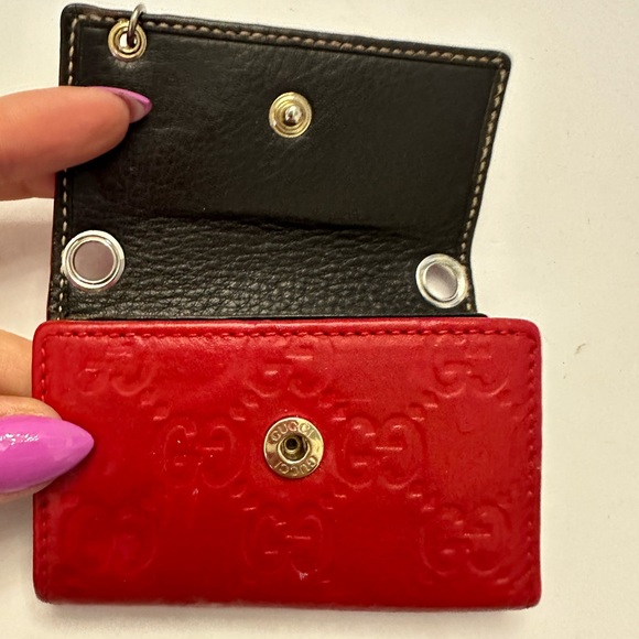 ๐ฏ GUCCI GG Red Monogram Leather 6-Key Wallet w: auth cert - Picture 5 of 14